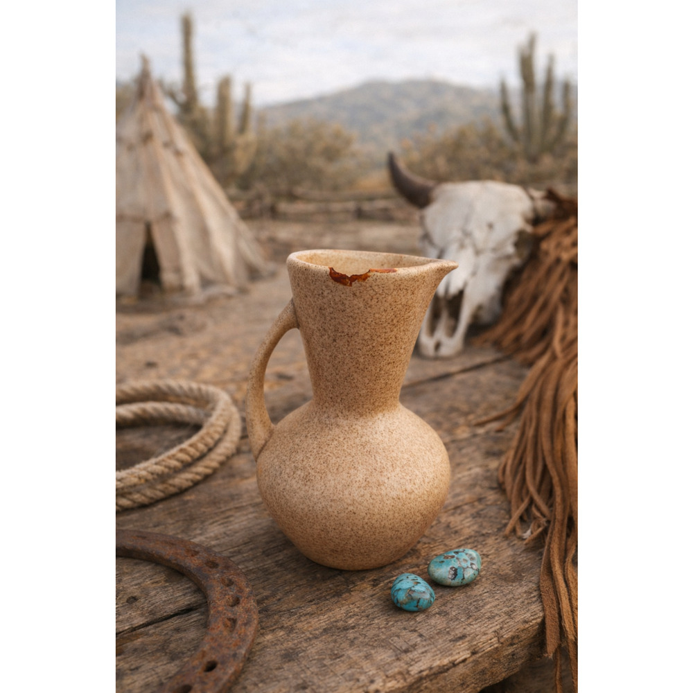 American Made Laurel Pottery Cerama-Stone speckled cocoa brown pitcher/creamer